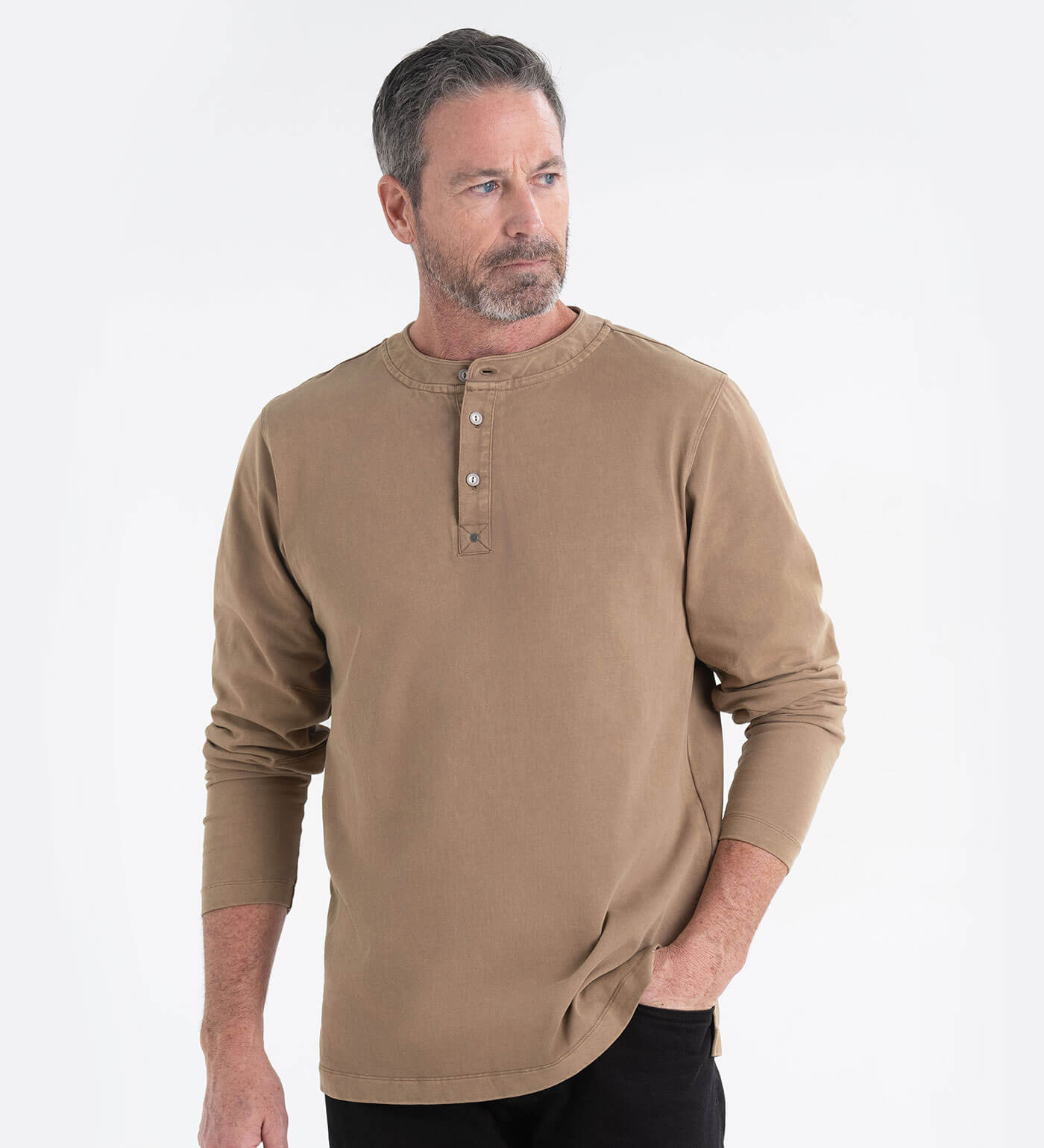 Thorogood Heavyweight Vintage-Wash Long Sleeve Henley - Image 6