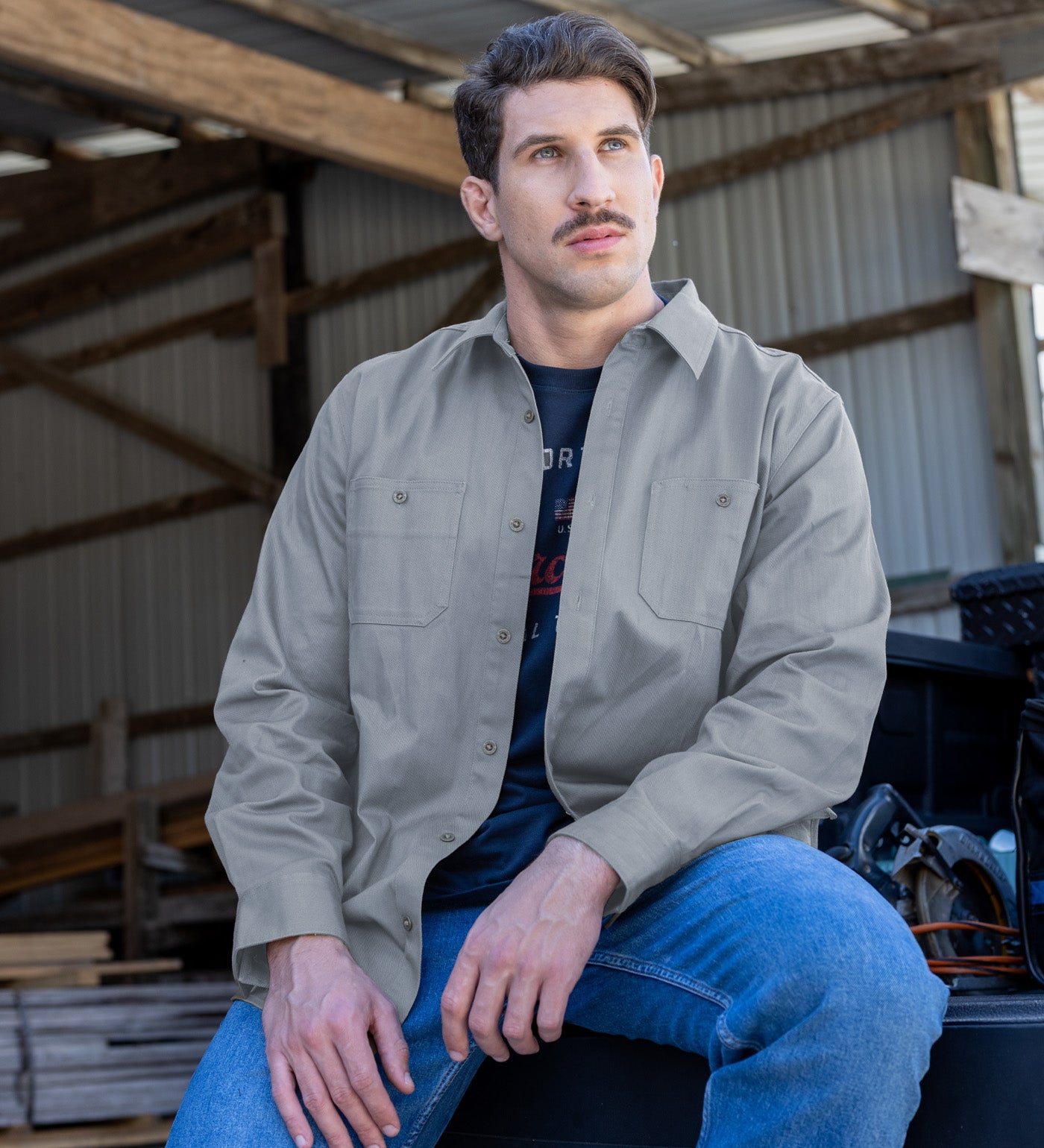 Thorogood Water Repellent Heavyweight Utility Long Sleeve Shop Shirt USA Made - Image 2