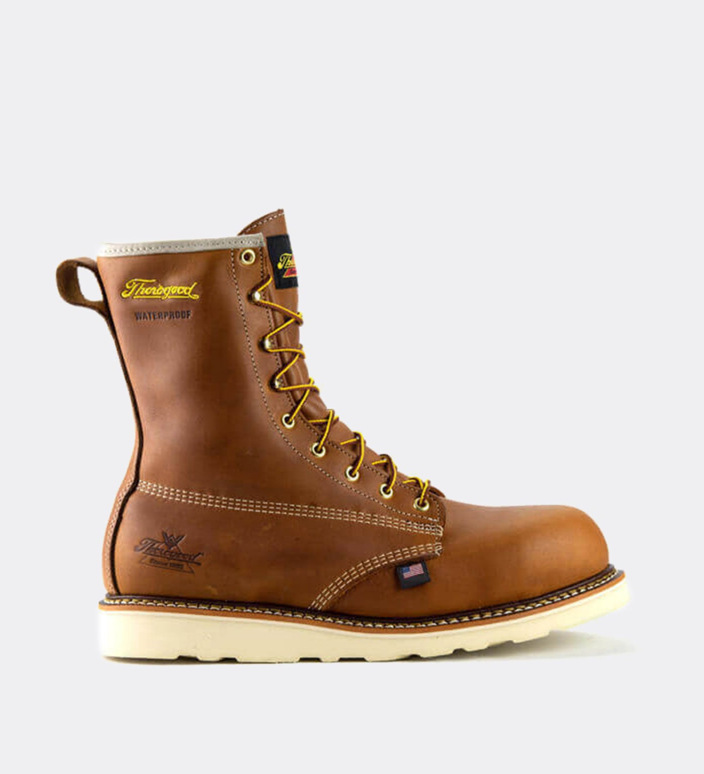 Thorogood American Heritage Waterproof 8 Tobacco Safety Toe Work Boots for Men