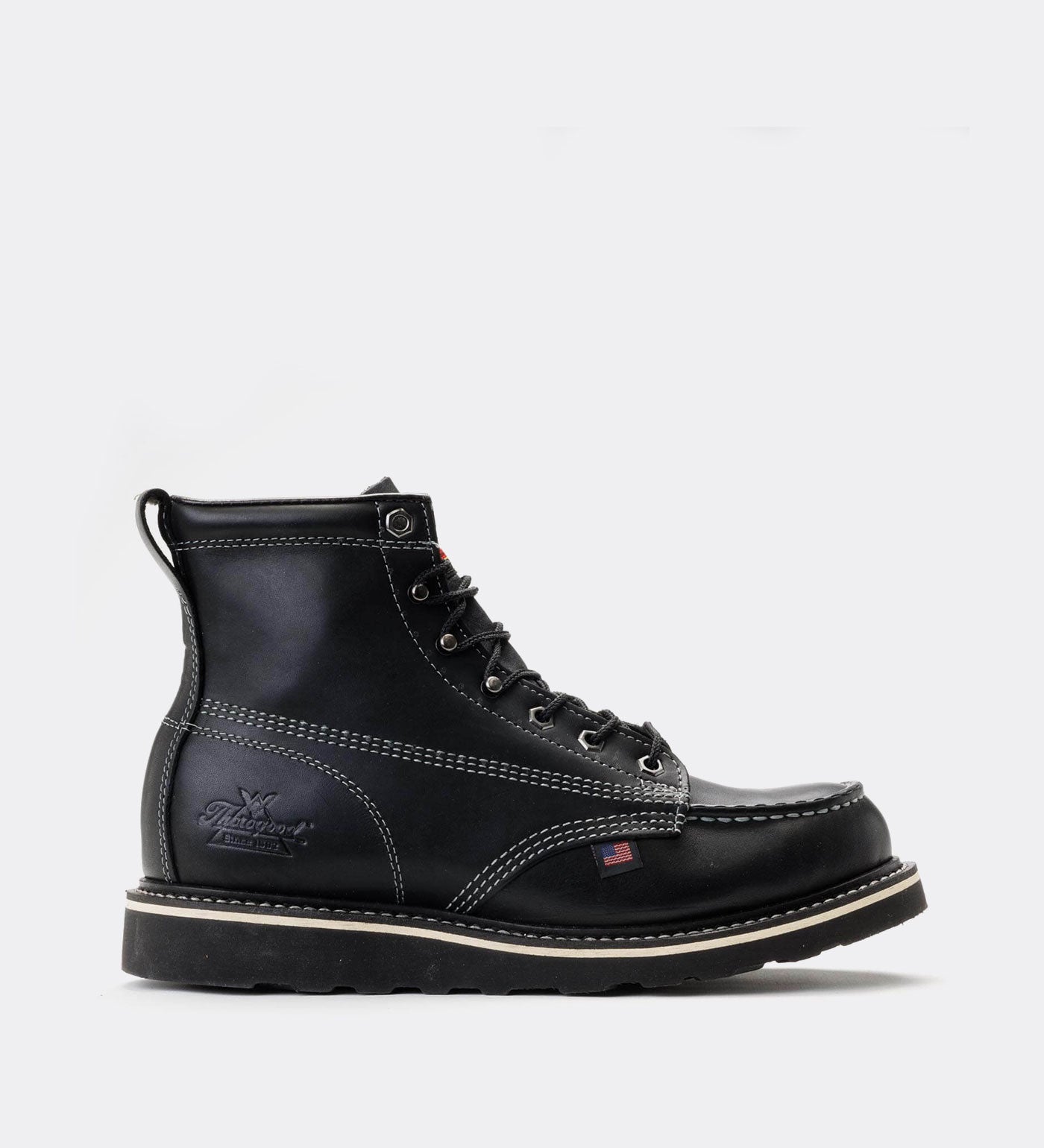 Thorogood American Heritage Midnight 6 Black Moc Toe Work Boots for Men