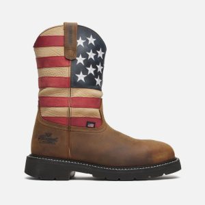 Thorogood Western Stars & Stripes Waterproof 11 Crazy Horse Nano Safety Toe Work Boots for Men