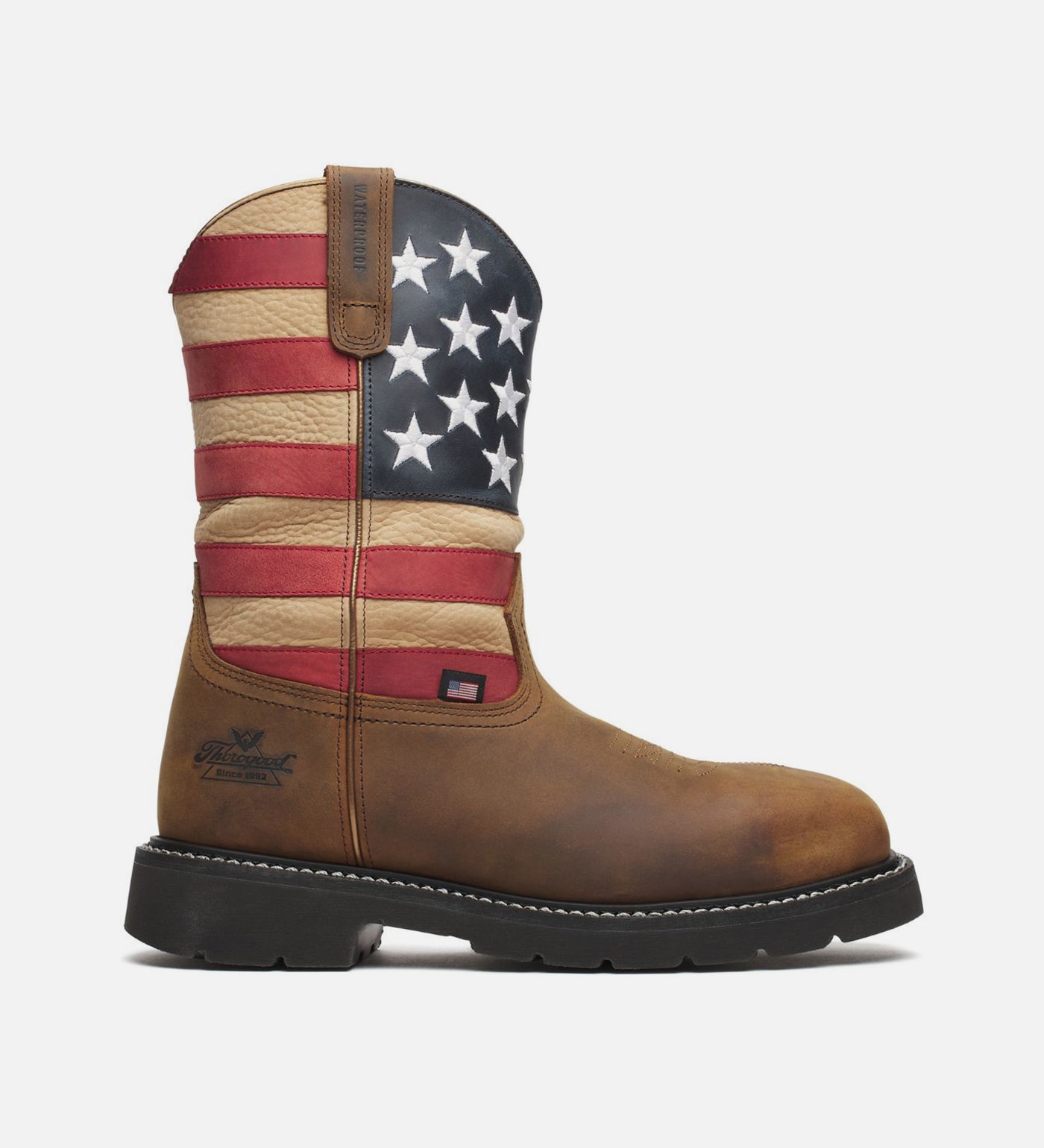 Thorogood Western Stars & Stripes Waterproof 11 Crazy Horse Nano Safety Toe Work Boots for Men