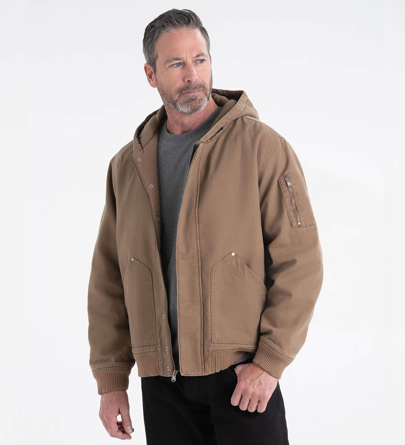 Thorogood Legacy Stone Washed Hooded Bomber Jacket - Image 2