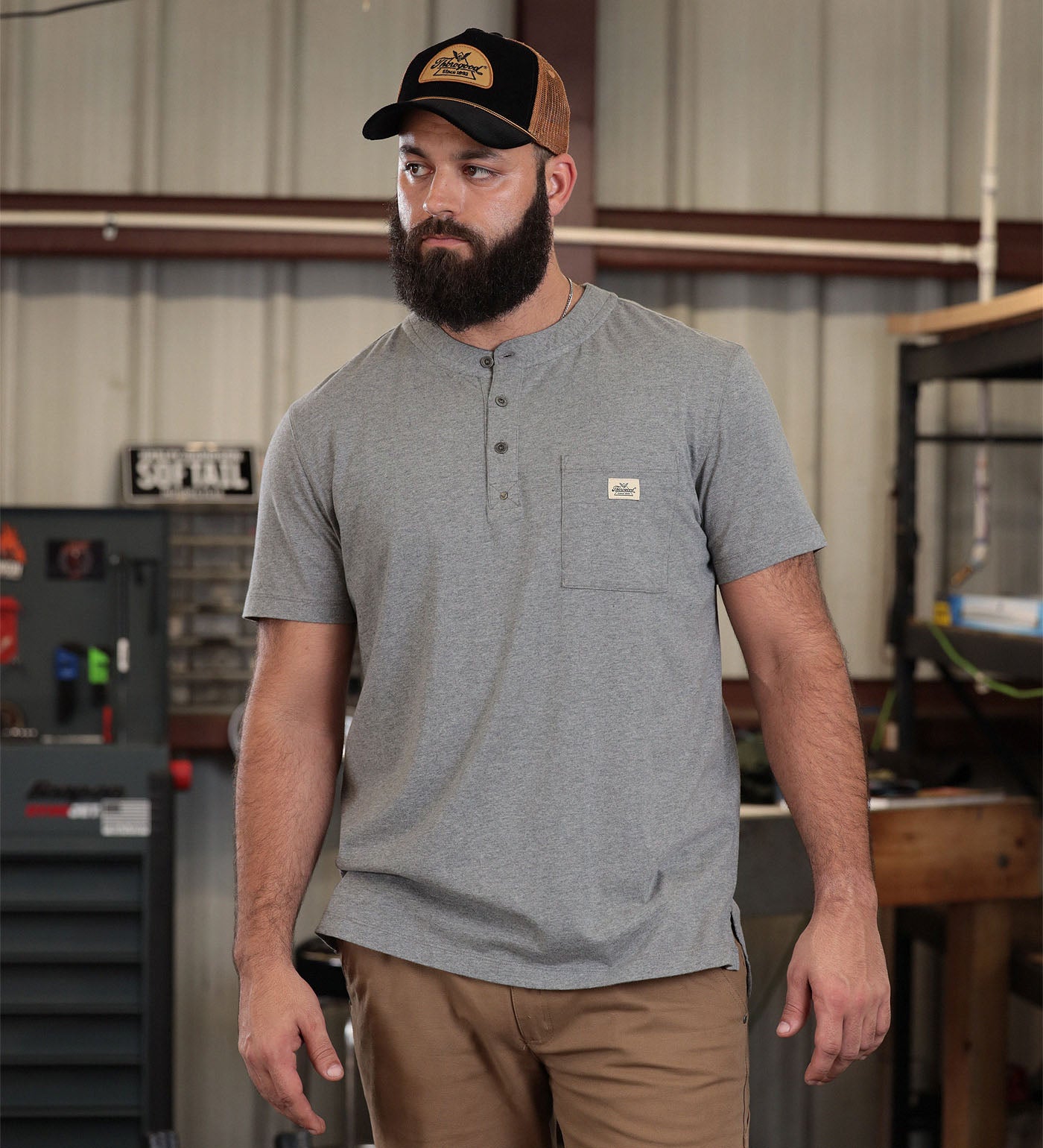 Thorogood Vintage Wash Short Sleeve Pocket Henley - Image 6